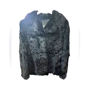 French Rabbit Fur short coat. Black and silky soft fur. Fully lined.
